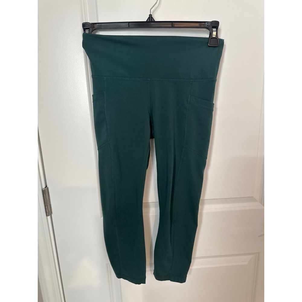 Yogalicious Lux High Waisted Pocket‎ Leggings Green Small Cropped Yoga Pants